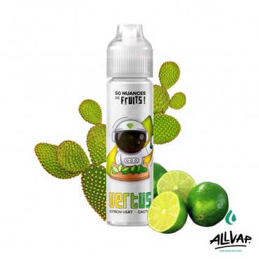 E-liquide Vertus 50ml de 50 Nuances de Fruits, saveurs citron vert et cactus, fabriqué en France.