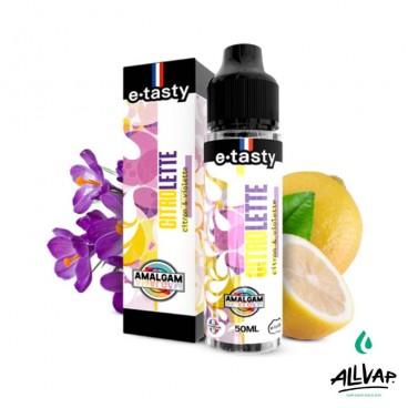 E-liquide CITROLETTE de la marque Amalgam, saveurs citron et violette, 50ml dans un flacon de 75ml, ratio 50PG/50VG.