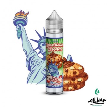 E-liquide DOUBLE CHIP COOKIES d’American Dream, saveurs de cookie, noix de macadamia et chocolat blanc, 50ml.
