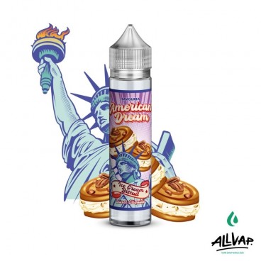 Flacon d’eliquide ICE CREAM BISCUIT d’American Dream, saveurs glace vanille, biscuit sablé et noix de pécan, 50ml.