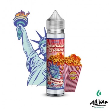 Eliquide POPYCORN d’American Dream, saveurs pop corn et caramel beurre salé, 50ml, 40PG/60VG, fabriqué en France.