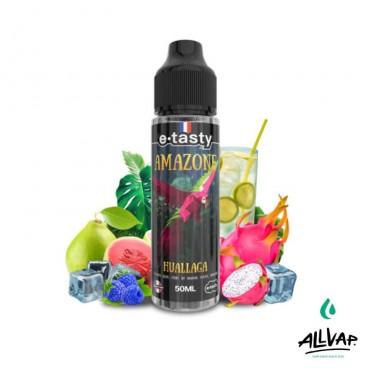 Eliquide HUALLAGA d’Amazone, saveurs de limonade mûre, framboise bleue, fruit du dragon et goyave, en flacon de 50ml.