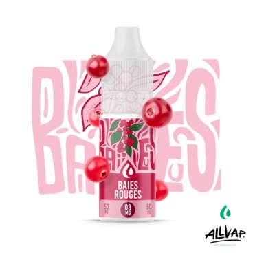 Eliquide BAIES ROUGES d'Origins, saveur fruits rouges et groseille, 10ml, sans sucralose ni colorant, fabriqué en France.