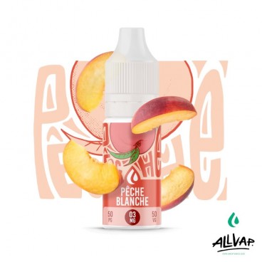 Eliquide PÊCHE BLANCHE de la marque Origins, saveur pêche blanche, 10ml, Made in France.