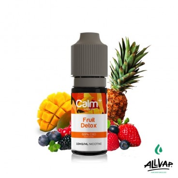 Eliquide Calm+ FRUIT DETOX, saveurs de fruits tropicaux et rouges, 10ml, sel de nicotine.