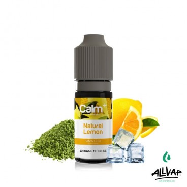 Eliquide Calm+ NATURAL LEMON, saveur citron frais et chanvre, en flacon de 10ml