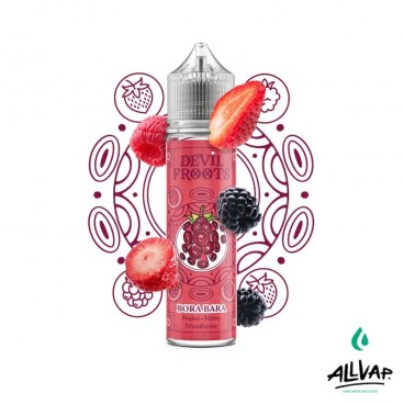 E-liquide Bora Bara de Devil Froots, saveurs fraise, mûre et framboise.