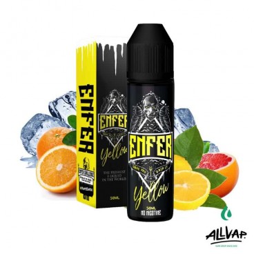 E-liquide ENFER YELLOW, saveur menthe glaciale et agrumes, 50ml, 0mg de nicotine, ratio 50PG/50VG.
