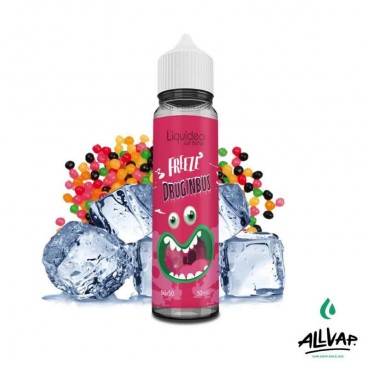 Eliquide DRUGINBUS de la marque Freeze, saveur bonbon fruité frais, sans nicotine au format 50ml.