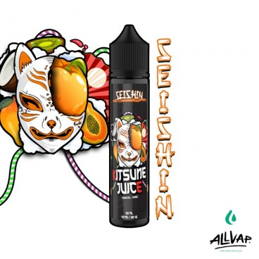 Flacon de 50ml d’e-liquide SEISHIN de Kitsune Juice, saveurs de fruits tropicaux et frais, avec un ratio de 40PG/60VG.