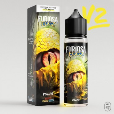 Eliquide VOLTA V2 de Furiosa Eggz, saveur Citron Jaune, Ananas Frais, 50ml, sans nicotine.