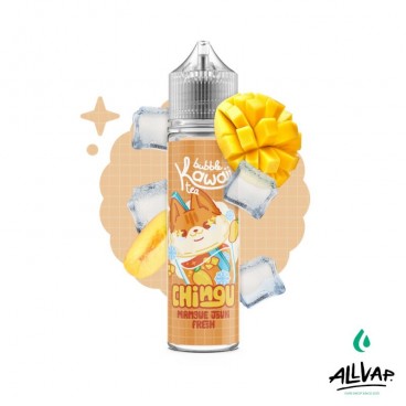 Eliquide CHINGU Kawaii, à la saveur mangue jaune fraîche, 50ml, sans nicotine, ratio 50PG/50VG.